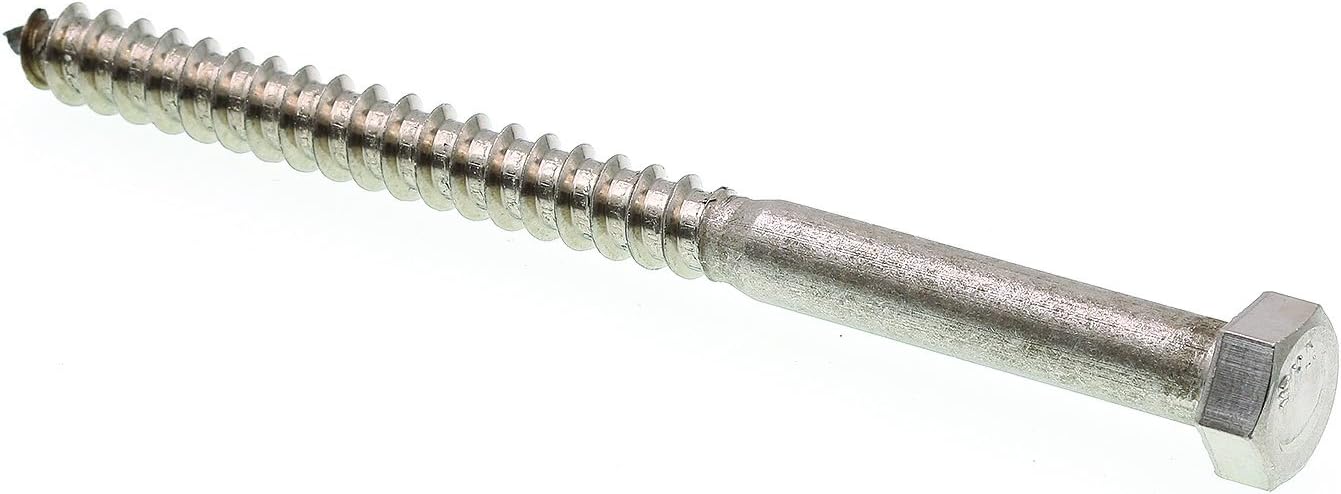 Prime-Line 9056484 Hex Lag Screws, 3/8 In. X 5 In., Grade 18-8 Stainless Steel (10 Pack)