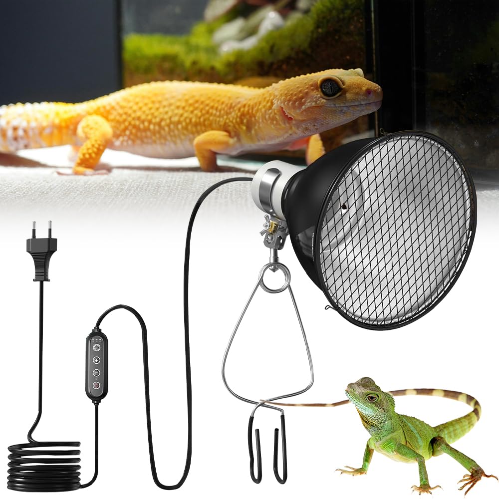 Lampa grzewcza żółw, E27 lampa z gadami, terrarium żółw ziemny, lampa halogenowa do lamp UVA/UVB, dla żółwi, jaszczurek, węży i żab (żarówka nie jest dołączona)
