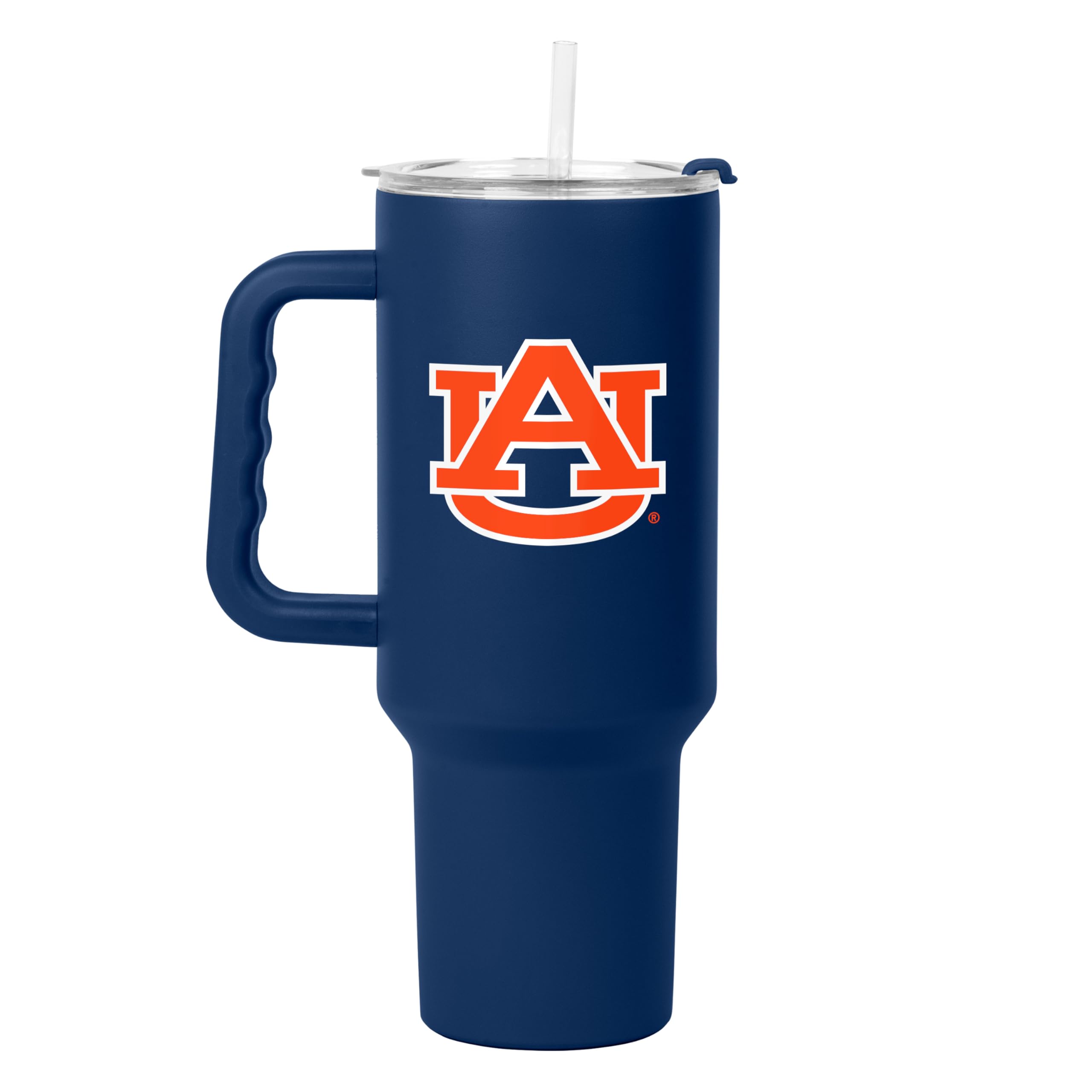 Logo Brands NCAA 40 oz Tumbler with Handle -Stainless Steel Insulated Travel Tumbler with Straw Lid – Powder Coated, Leak-Resistant, Keeps Drinks Hot/Cold – Great for Tailgating, or Everyday Use
