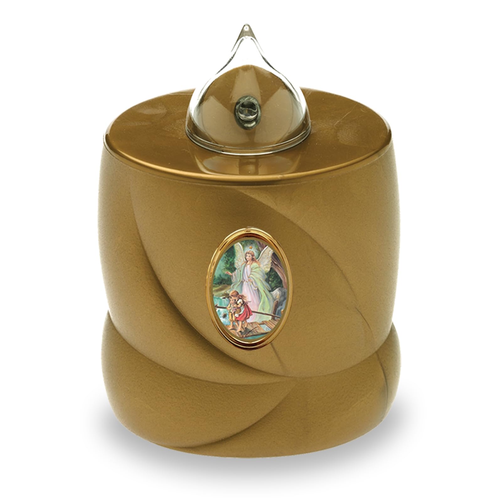 AROBA LED Grave Candle - Flickering Effect - Long Burning Time up to 200 Days - Reusable - Gold Holy Angel