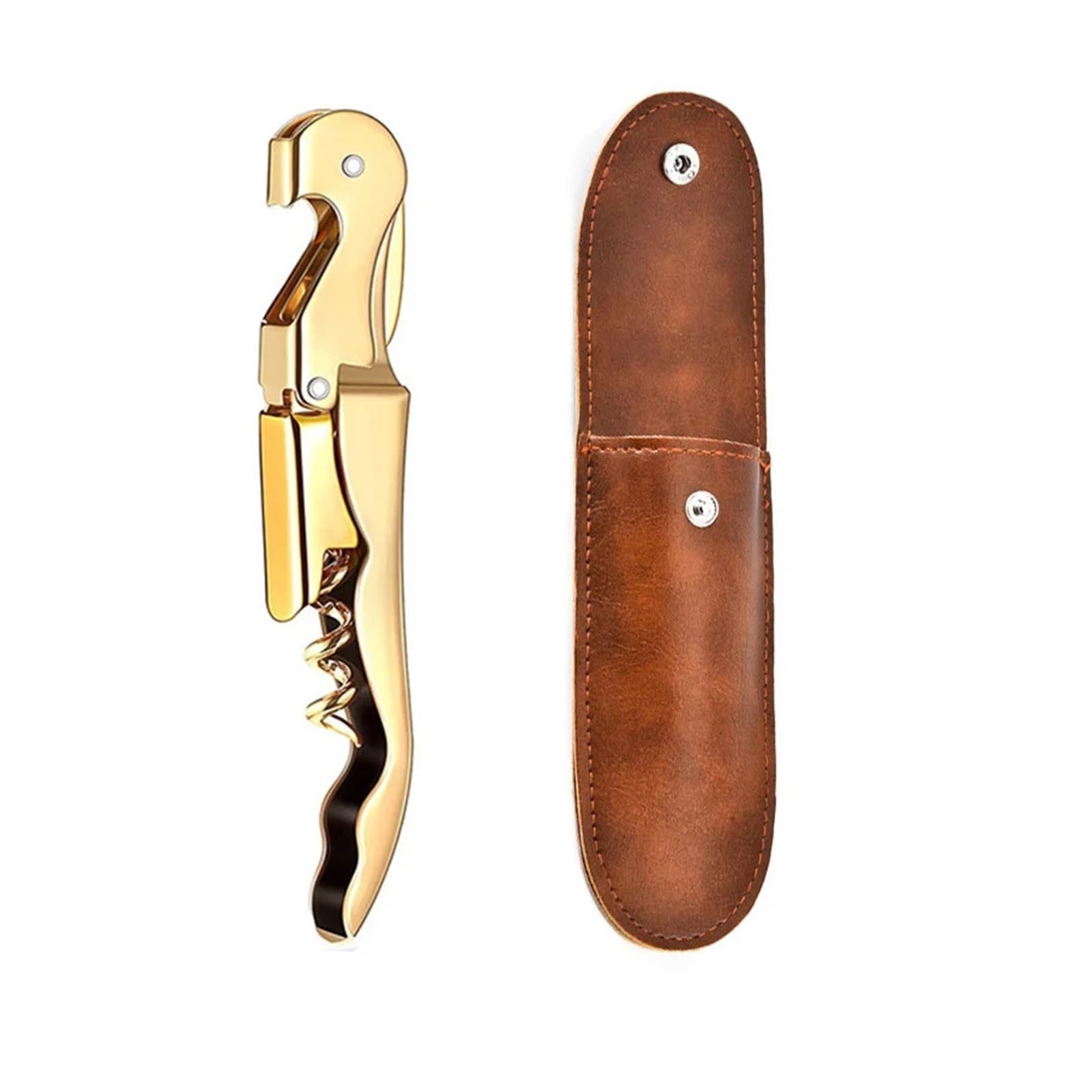 Weinöffner aus Edelstahl, Korkenzieher mit Doppelscharnier(1 pcs gold set)