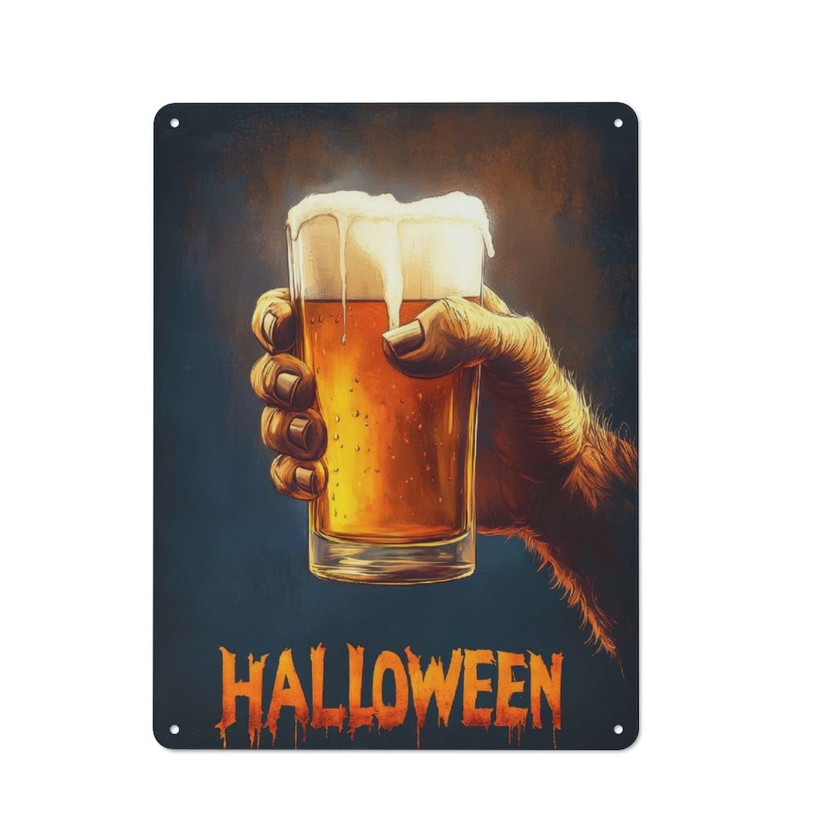 Junmoney Werewolf Halloween Beer Vintage Garden Room Metal Sign 40X30cm, Garden Room Wall Plaque For Patio Bar, Workshop, Shed Or Kitchen