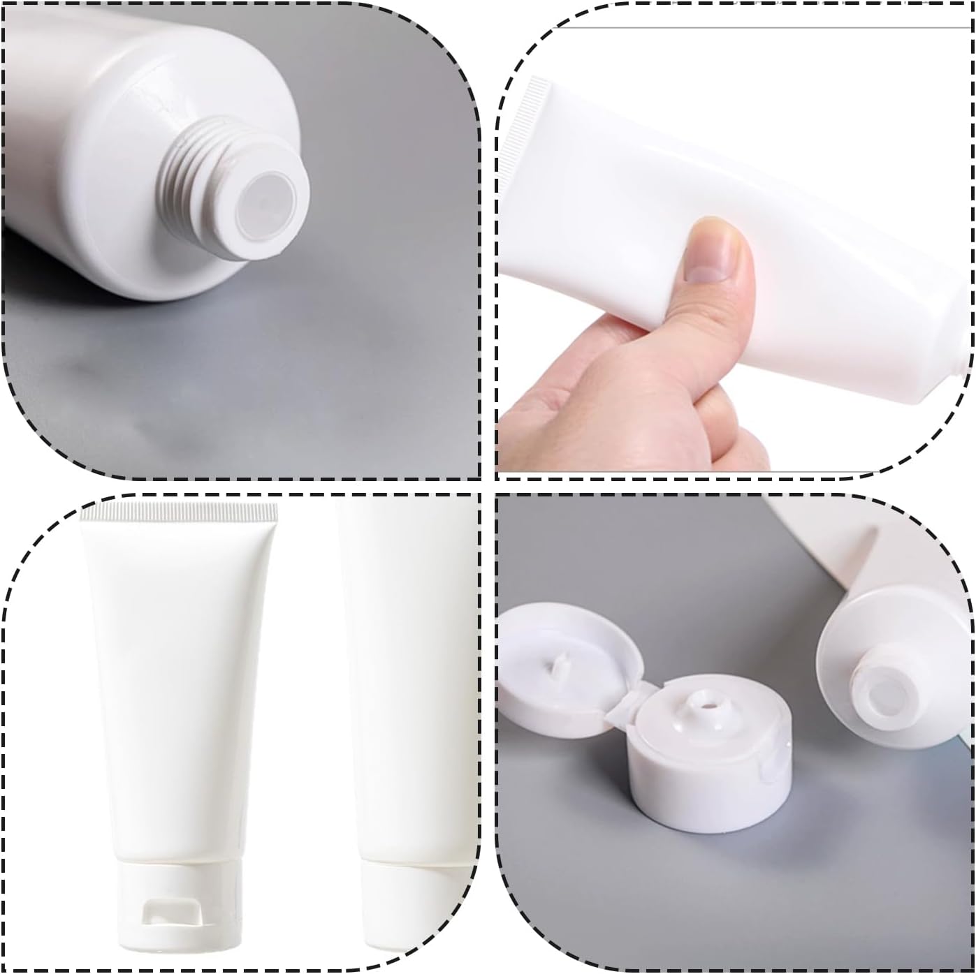 24PCS 30ML/1oz Empty Refillable Cosmetic Squeeze Tube Bottle Containers Jars Pot With Flip Cap For Makeup Shampoo Facial Cleanser Body Cream Shower Gel Liquids Lip Gloss (White) (Pack of 2)