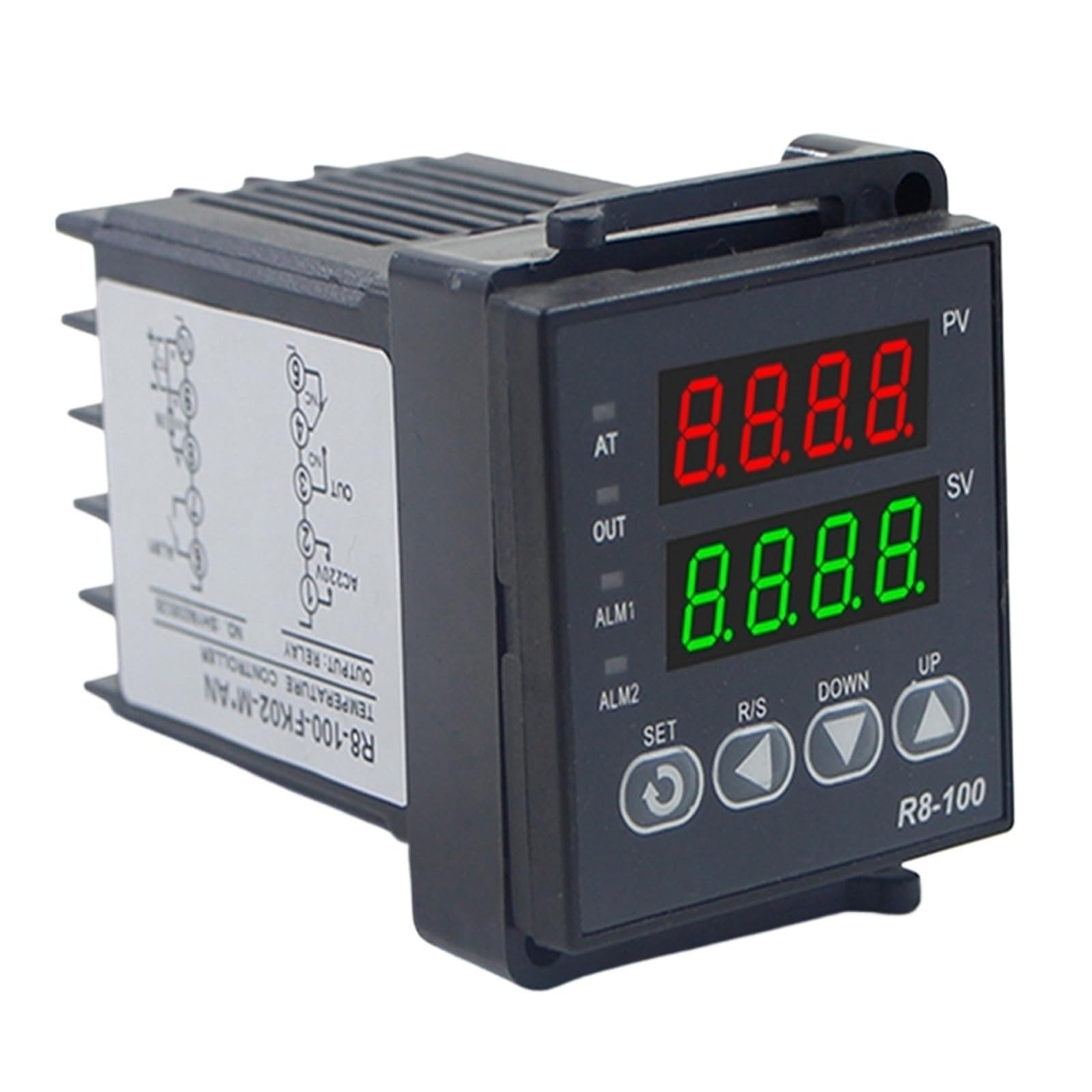 R8-100 Digital PID Thermostat, K/J Universal Input, SSR Output, 40DA Relay, M6 Thread 1m Thermocouple Probe 1pc(R8-100 pt100 relay)