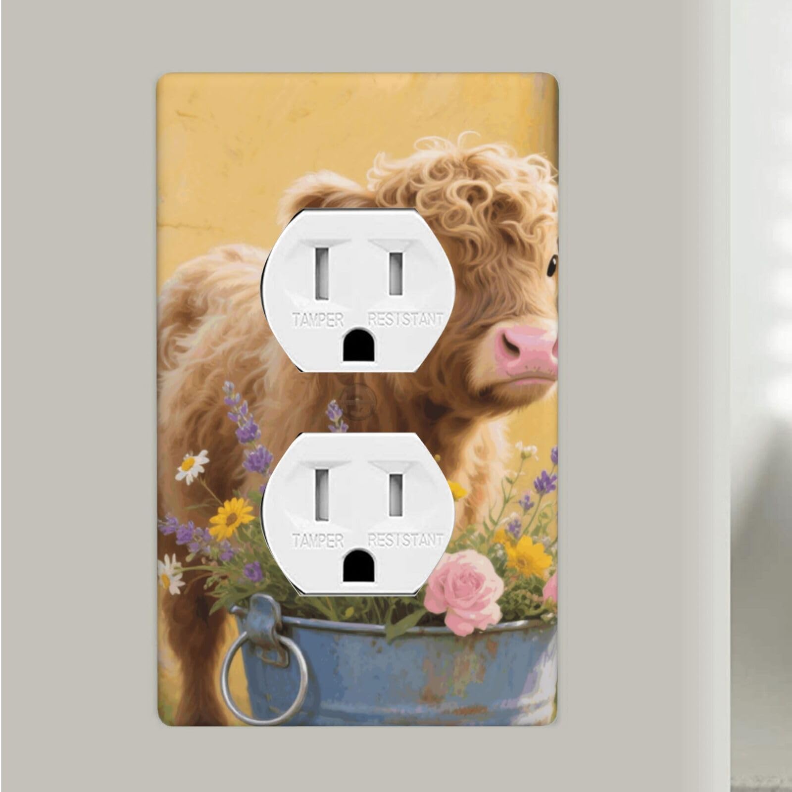 Fekiloot Farmhouse Cow Duplex Outlet Covers Wall Plates 1-Gang Switch Outlet Electrical Cover Plate Unbreakable Polycarbonate Switchplate Cover Faceplate For Bathroom Kitchen Home Decor