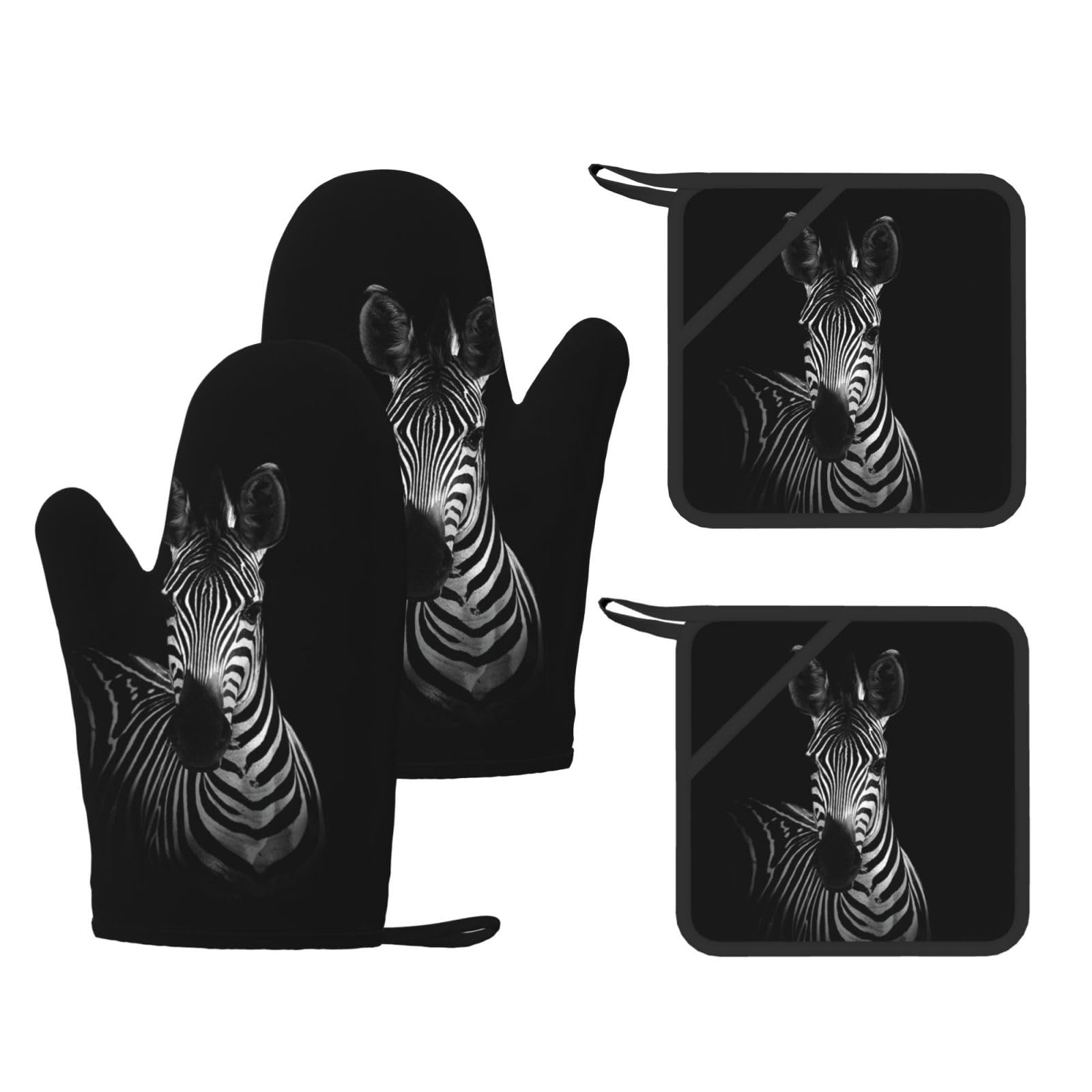 Zebra drukowane rękawice żaroodporne i podkładka wielokrotnego użytku rękawice kuchenne