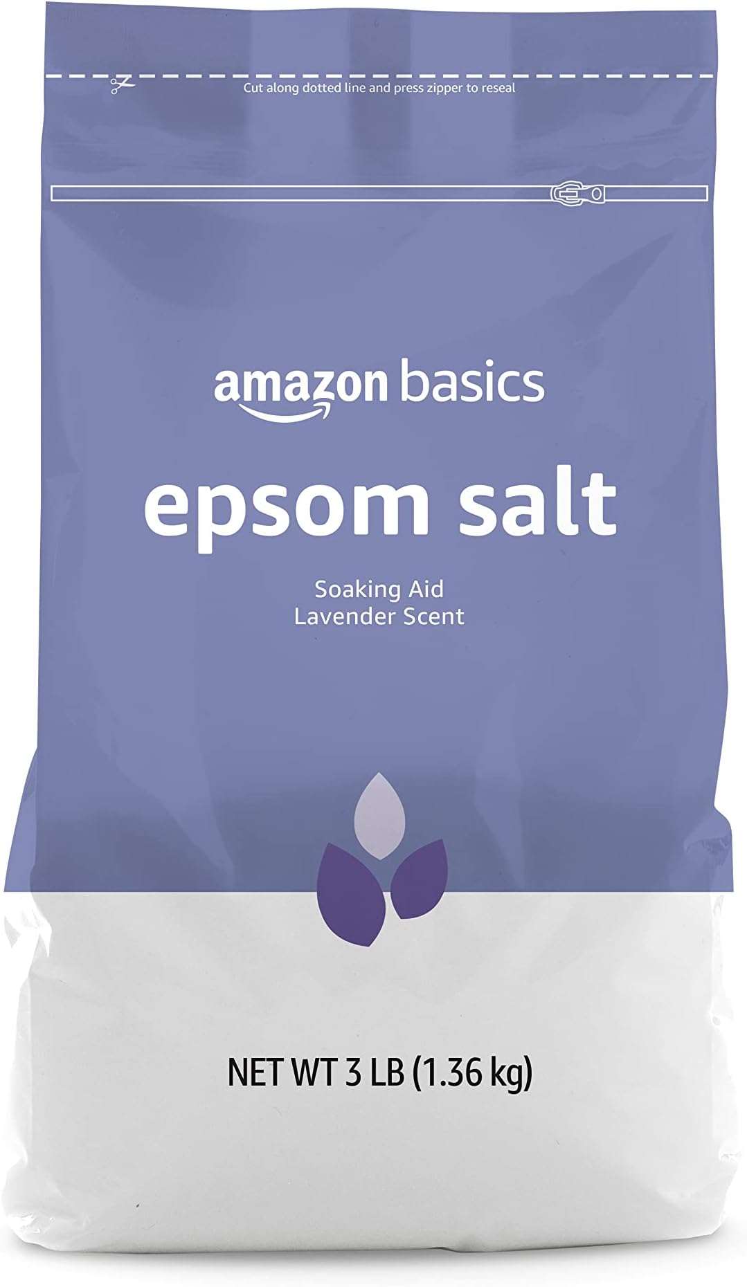 Amazon Basics Epsom Salt Soaking Aid, Lavender Scented, Relax & Relief, Resealable, 3 Pound, 1-Pack (Previously Solimo)