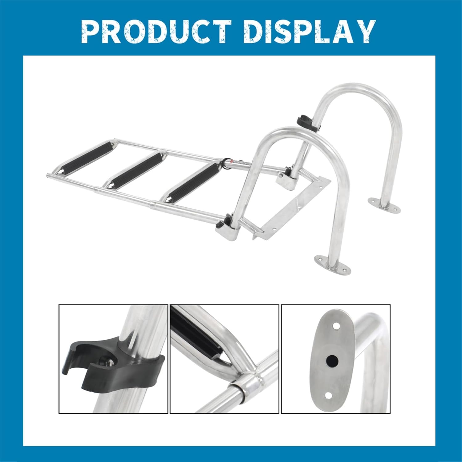 3 Steps Stainless Steel Telescoping Folding Replacement for Fishing Boats Yachts
