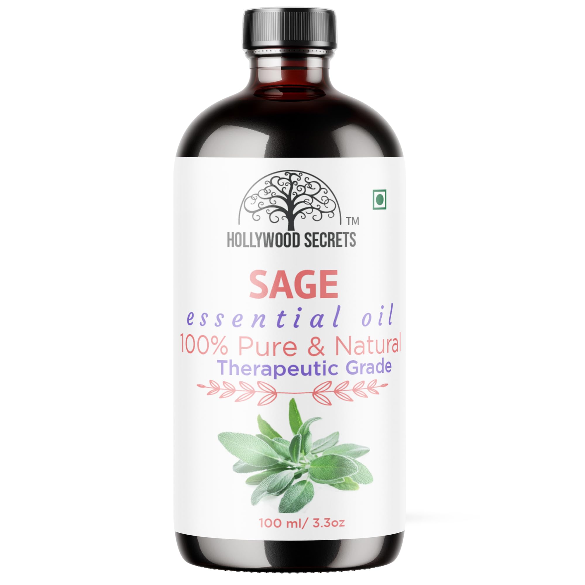 Hollywood Secrets Pure Sage Essential Oil Therapeutic Grade 100ml