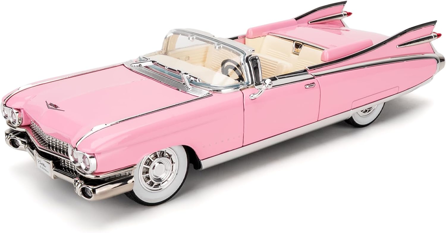 BDTCTK 1/24 Comapatible for Cadillac Eldorado Biarritz Series 62 Model Cars Toy, Zinc Alloy Diecast Pull Back Toy Cars with Sounds and Lights Vehicles for Kids Boy Girl Gift (Pink)