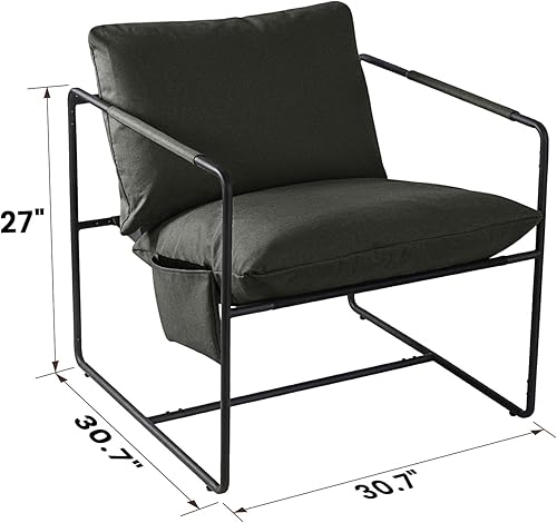 Miniatura 2 de Cfvyne Silla decorativa moderna, sillón simple con marco de metal, suave cojín de espuma triturada 35D, sillas relajantes para sala de estar,
