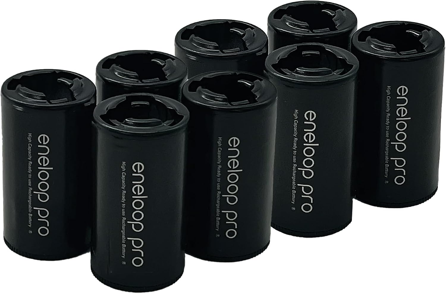 Eneloop Panasonic pro BQ-BS2K8SA C Size Battery Adapters for Use pro Ni-MH Rechargeable AA Battery Cells, 8 Pack