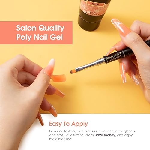 Miniatura 4 de ROSALIND Gel de uñas de polietileno nude, 2.0 fl oz de gel de extensión de poli para decoración de uñas, extensión profesional de engrosamiento de
