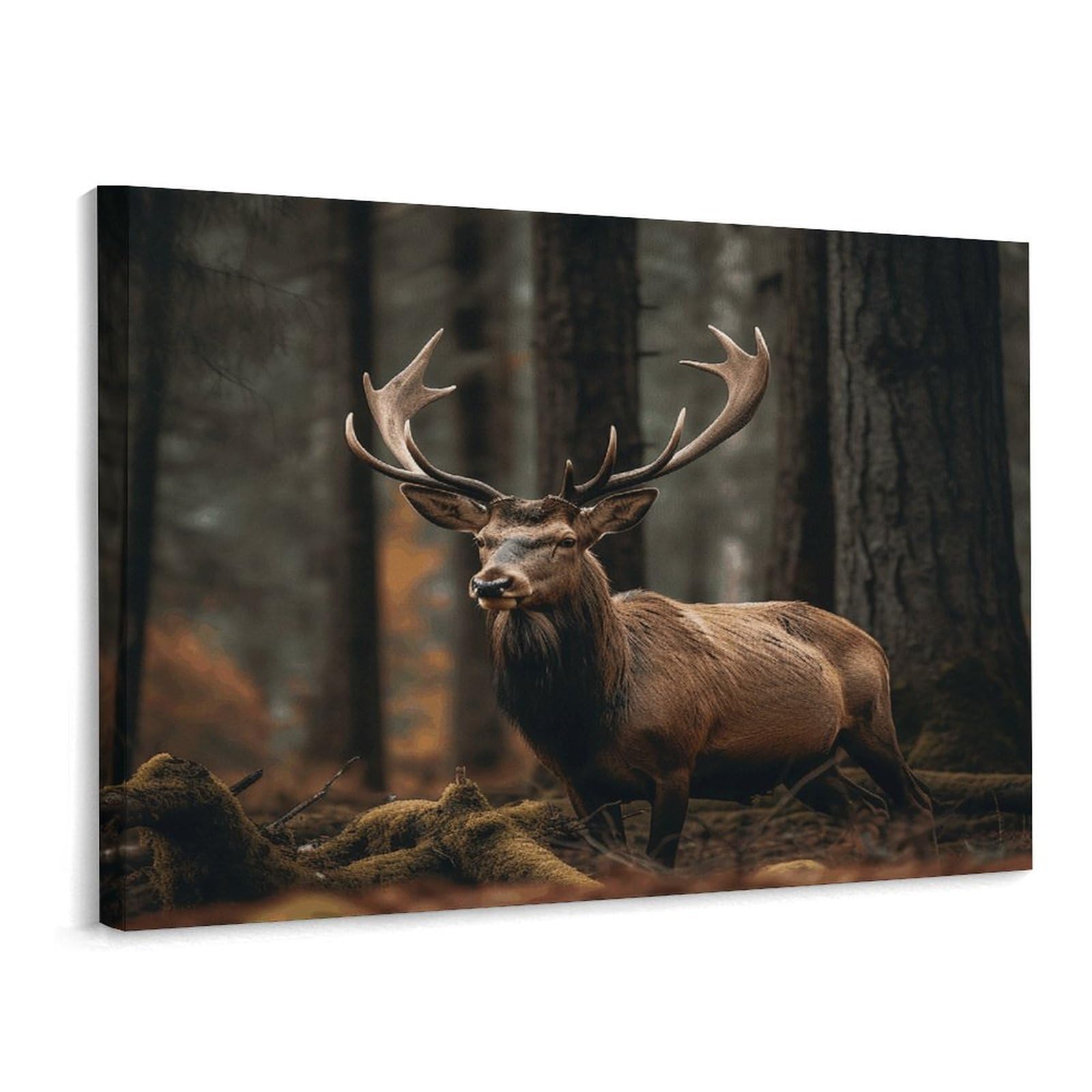 Fodpand Frame-Style Elk In The Grove Bathroom Wall Art Canvas Prints, Artwork For Walls For Living Room Hallway Stair Office Wall Decor, Pictures Home Decor 15.7X11.8 Inch