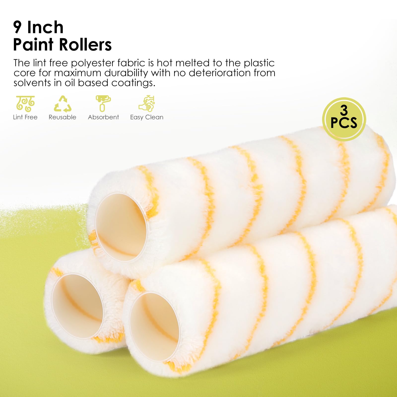 Large cadre de rouleau, poignée de rouleau réglable de 22,9 cm à 55,9 cm pour une grande surface, 7,6 x 22,9 cm manchons de rouleau à poils moyens pour peindre les murs et les plafonds