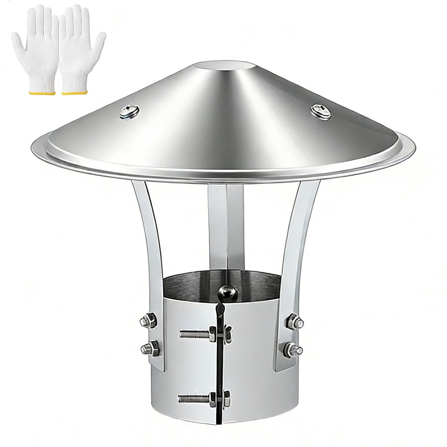 MYXJGNAIY Chimney Cover Round Stove Pipe Cap 304 Stainless Steel Chimney Cap Rain Fireplace Exhaust Caps Adjustable for Roof Flue Pipe Wood Stove 75mm/3in-315mm/12.4in(8.3in)