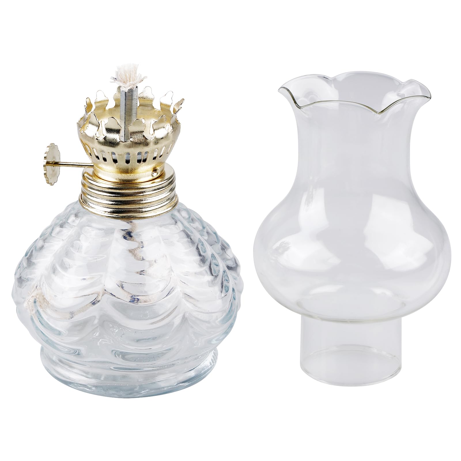 Lampada a Olio, 2 Lanterne a Petrolio in Vetro, Retro Nostalgia Trasparente, Luminosità Regolabile per Soggiorno, Sala da Pranzo