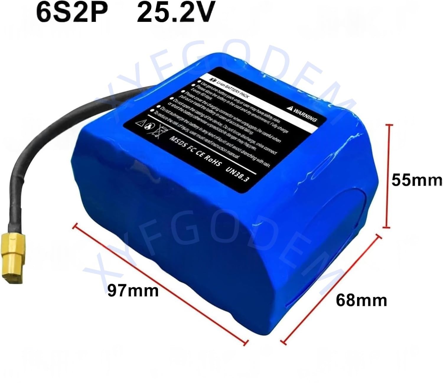 Batería de Litio Balance Car 25,2 V 4000 mAh, batería Twist 29,4, Paquete baterías PVC con Conector XT60 para Motor Scooter/Hoverboard