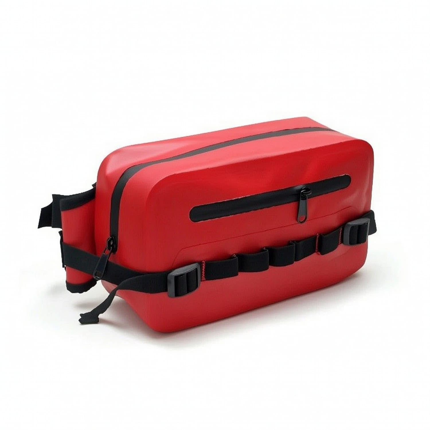 MERISHOPP Compact Waterproof Waist Bag Hands-Unrestricted Waist Bag with Buckle Adjustable Fanny Pack with Pockets Sleek for Hikers, Travelers, Anglers, Hiking, Travel, Fishing, Red, PVC-image-8