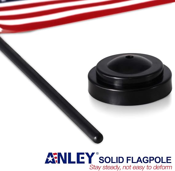 ANLEY American Deluxe Desk Flag Set - 6 x 4 inch Miniature US National Desktop Flag with 12 Solid Pole - Vivid Color and Fade Resistant - Black Base and Spear Top