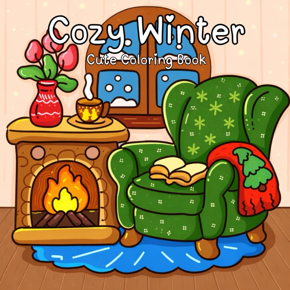 Cozy Winter CUTE Coloring Book: Bold and Easy Pages for Kids and Adults