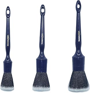 YeewayVeh Car Detailing Brush Set, 3 Pack Soft Scratch-free Detail Brushes for Dashboard Engine Bay Air Vents Leather Seat Wheel Vehicle Motorcycle and Home Interior Cleaning Brush, Blue