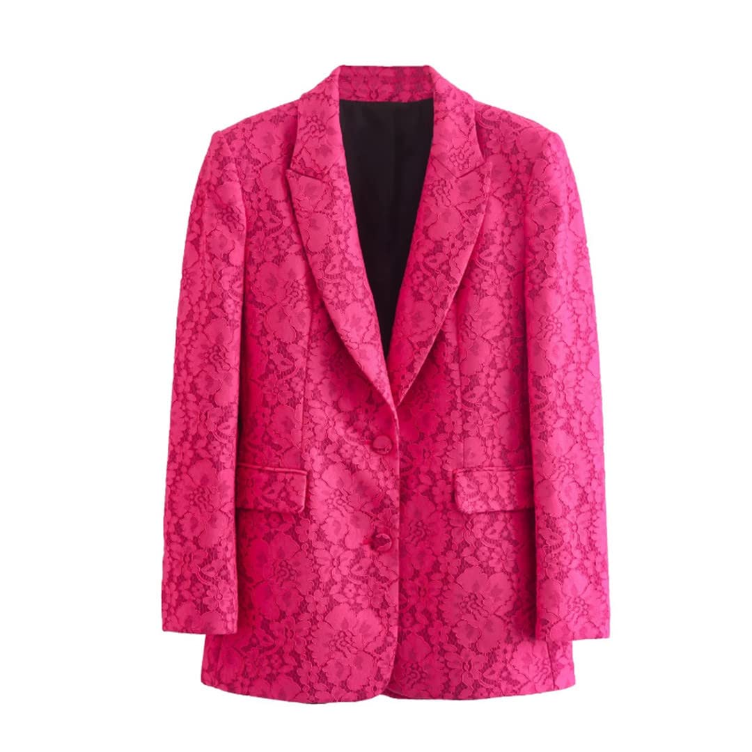 Dninmim Traje de tela de encaje para mujer, trajes de primavera y otoño, pantalones largos básicos