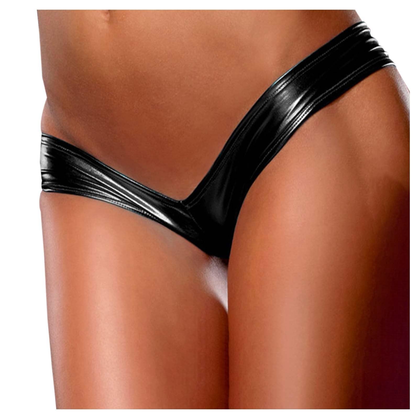 Donne Effetto Bagnato Perizoma dell'unità di Elaborazione Mutandine di Cuoio di Un Pezzo della Biancheria Intima più Il Formato Wetlook Pantaloni a Vita Bassa
