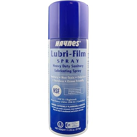 Haynes Lubri-Film Spray - Food Grade Lubricant - Heavy Duty Aerosol PFTE Lubricant - NSF Certified - 1-11.25oz Spray Can