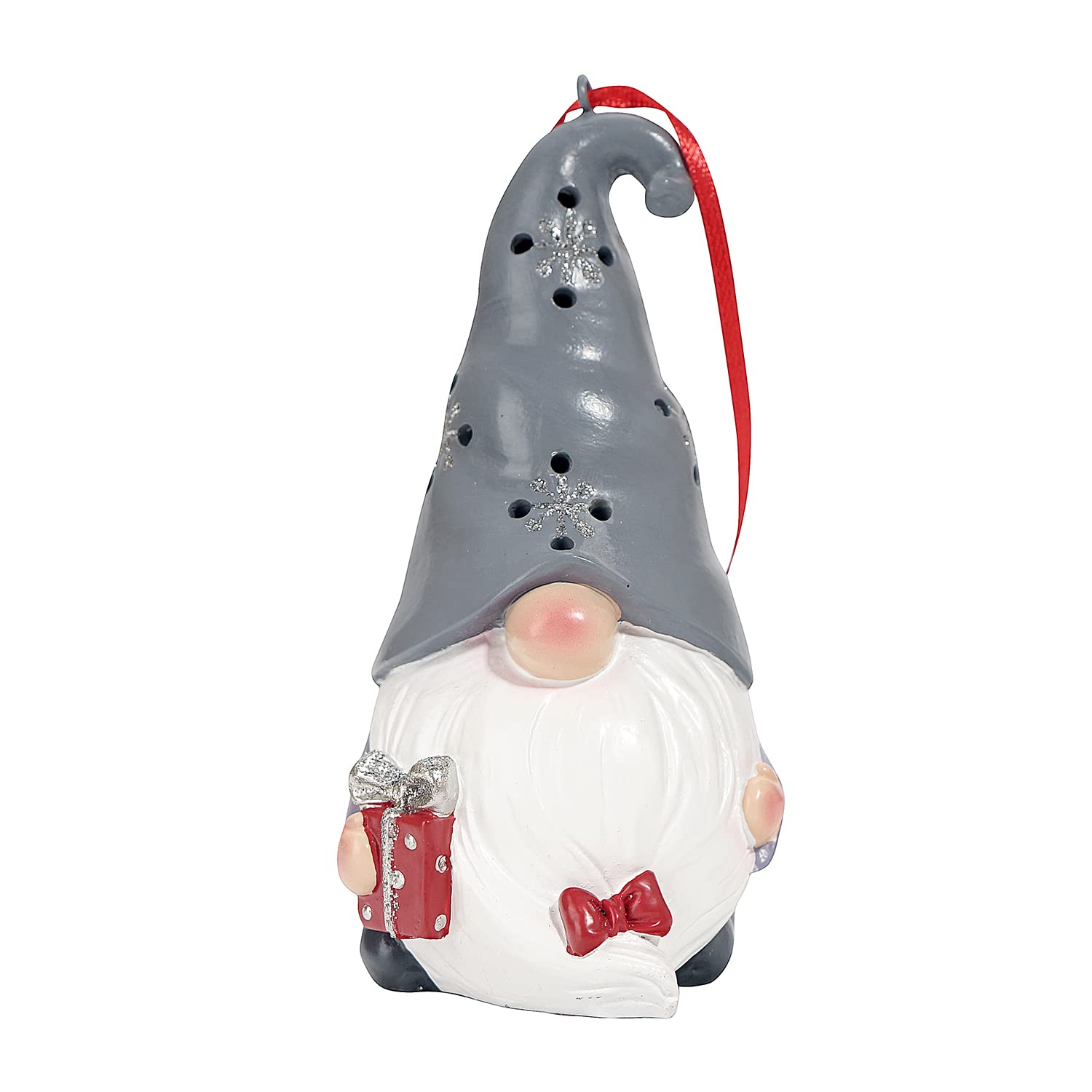 HYFAN Gnome Statue Faceless Dwarf Old Man Figurine Translucent Resin Design Ornament Sculpture for Christmas Thanksgiving Halloween Home Dining Table Shelf Decoration with Light ( Gray, Take Gift )