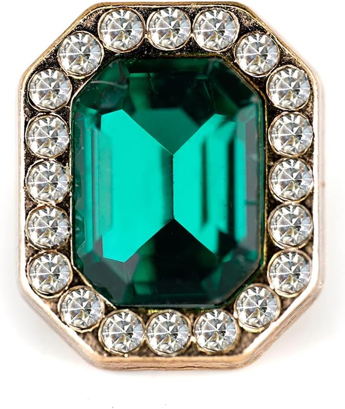 Craftisum Emerald Cut Green Rhinestone Sewing Shank Buttons 20 Pcs - 12X10mm, 1/2"