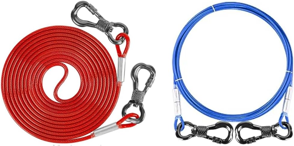 XiaZ Dog Tie Out Cable 50ft Red, XiaZ Dog Tie Out Cable 10 FT