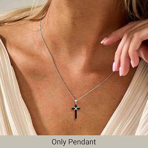 Vista 2 de Diamond2Deal Colgante de cruz de ónix de plata de ley 925, Plata esterlina Plata Piedra, Ónix