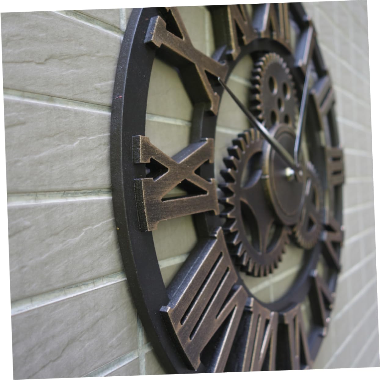 ABOOFAN 34cm Retro Wanduhr aus Metall im Industriedesign mit Zahnradmotiv Dekorative Hängeuhr ohne Batterie für Wohnzimmer Küche Schlafzimmer