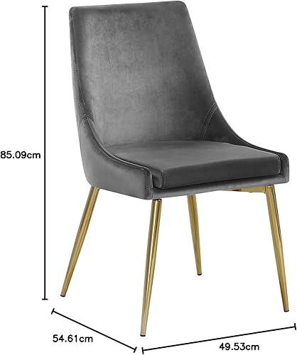 Miniatura 30 de Meridian Furniture Karina Collection Modern - Silla de comedor contemporánea tapizada de terciopelo con patas de metal resistentes. Gris,Negro