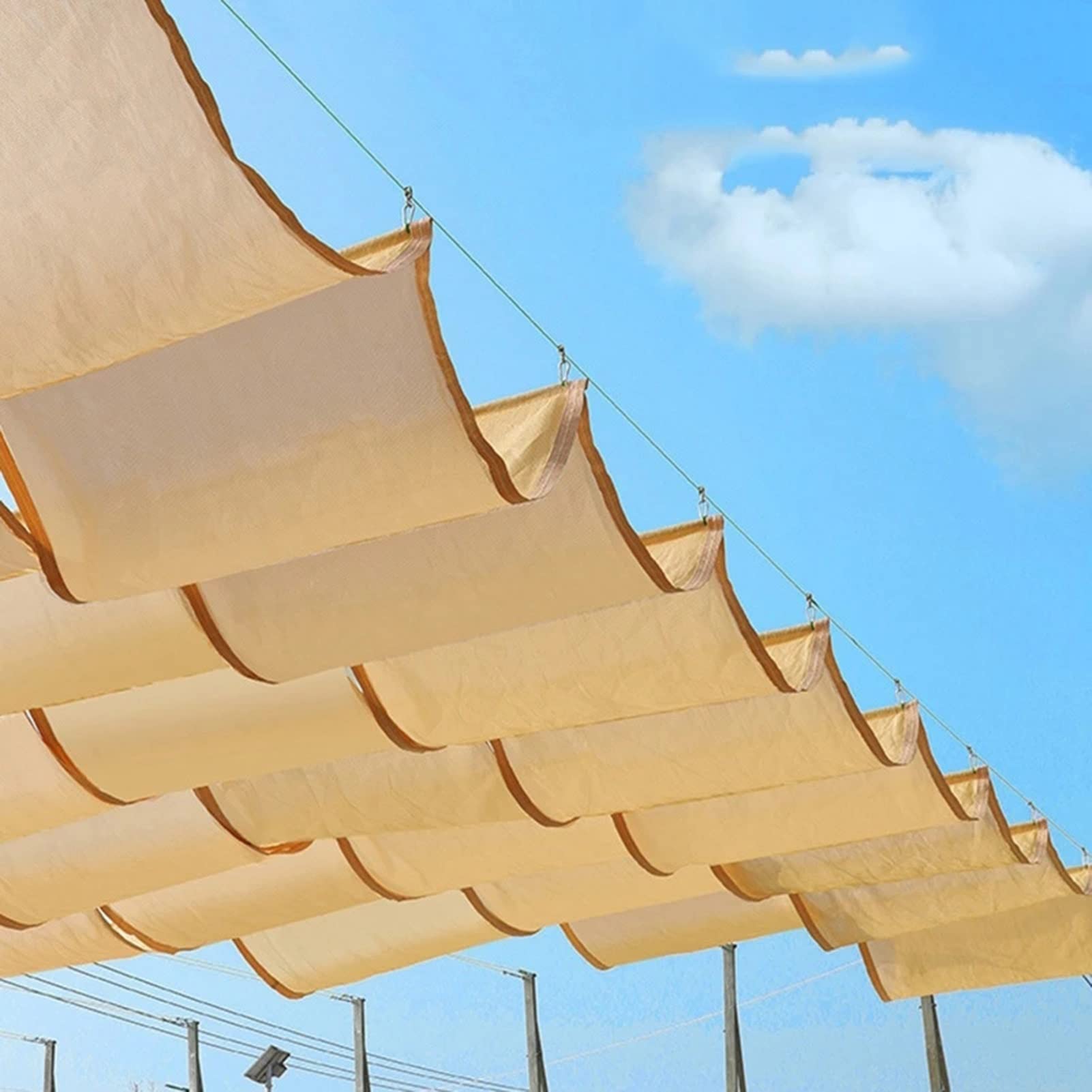 Photo 1 of **ONLY the shade**
ALOBY Patio Sun Shade Sail?Extendable Slide On Wire Awning Replacement Sails, Permeable Polyester Shade Cover for Pergola Deck Patio Sun Room, Customizable (Color : Beige, Size : 0.8x10m)