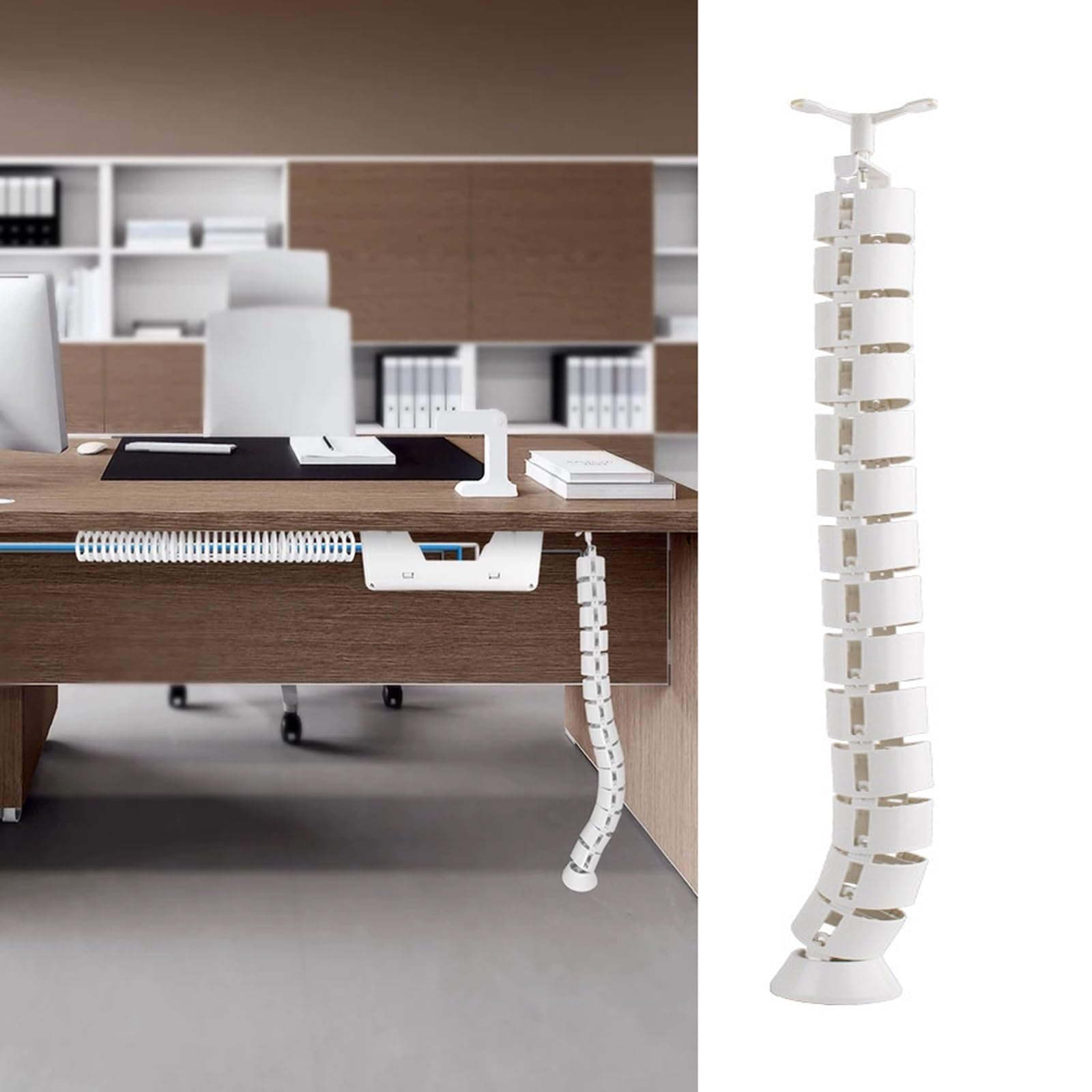 HAIXHX Passacavi Tubo Flessibile a Serpente per la Gestione dei Cavi, Organizzatore per Cavi da scrivania Regolabile, Nascondicavo per Computer da Ufficio e casa(White)