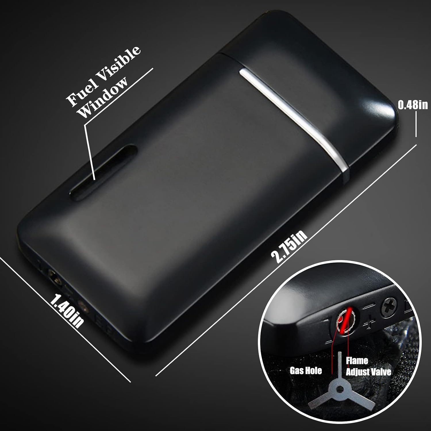 Yeuligo 2 Pack Mini Butane Lighter, Double Flame Torch Lighter with Visible Window, Adjustable and Refillable Pocket Lighter, Great Mens Gifts and Tools, Black (Without Gas)