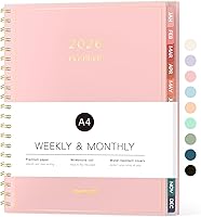 Forvencer 2026 Pink Planner: Weekly Monthly Calendar Agenda, 8.5x11" Notebook with Tabs, No-Bleed Paper, Spiral Binding, Home School Organizer