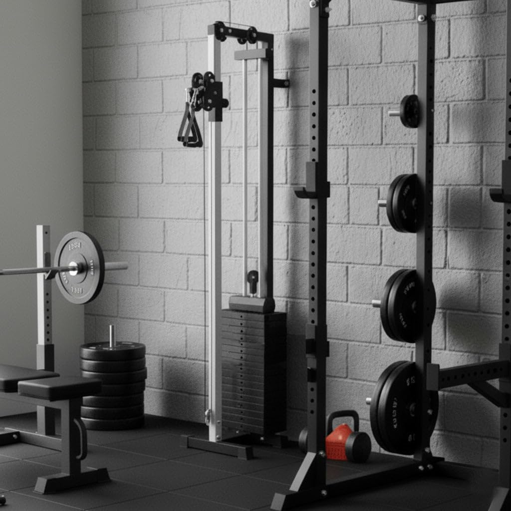 Stazione a Cavi da Parete Multifunzione Palestra Domestica Regolabile Pacco Pesi 80kg Allenamento Forza Crossover Doppio Sistema Altezza Regolabile Accessori Inclusi