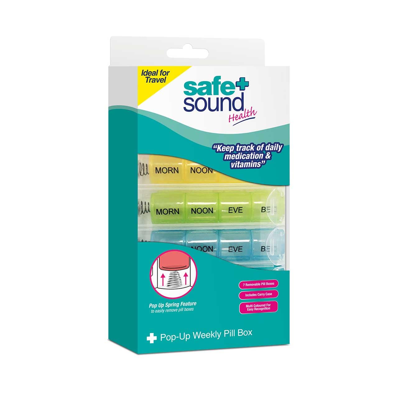 Safe & Sound Pop-Up Weekly Pill Box SA8443.