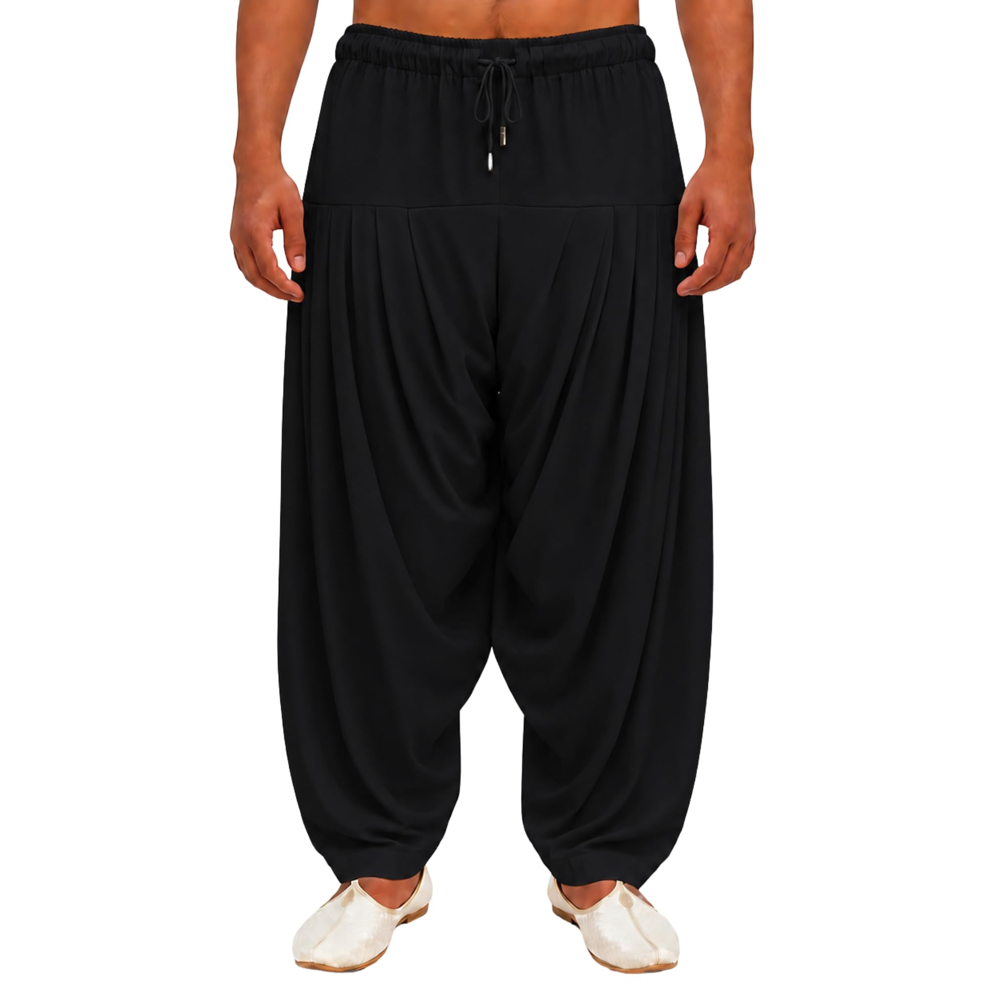 aagekyaa Men's Solid Black Patiala : Premium Lightweight Ethnic Harem Pants for Men-picture-16