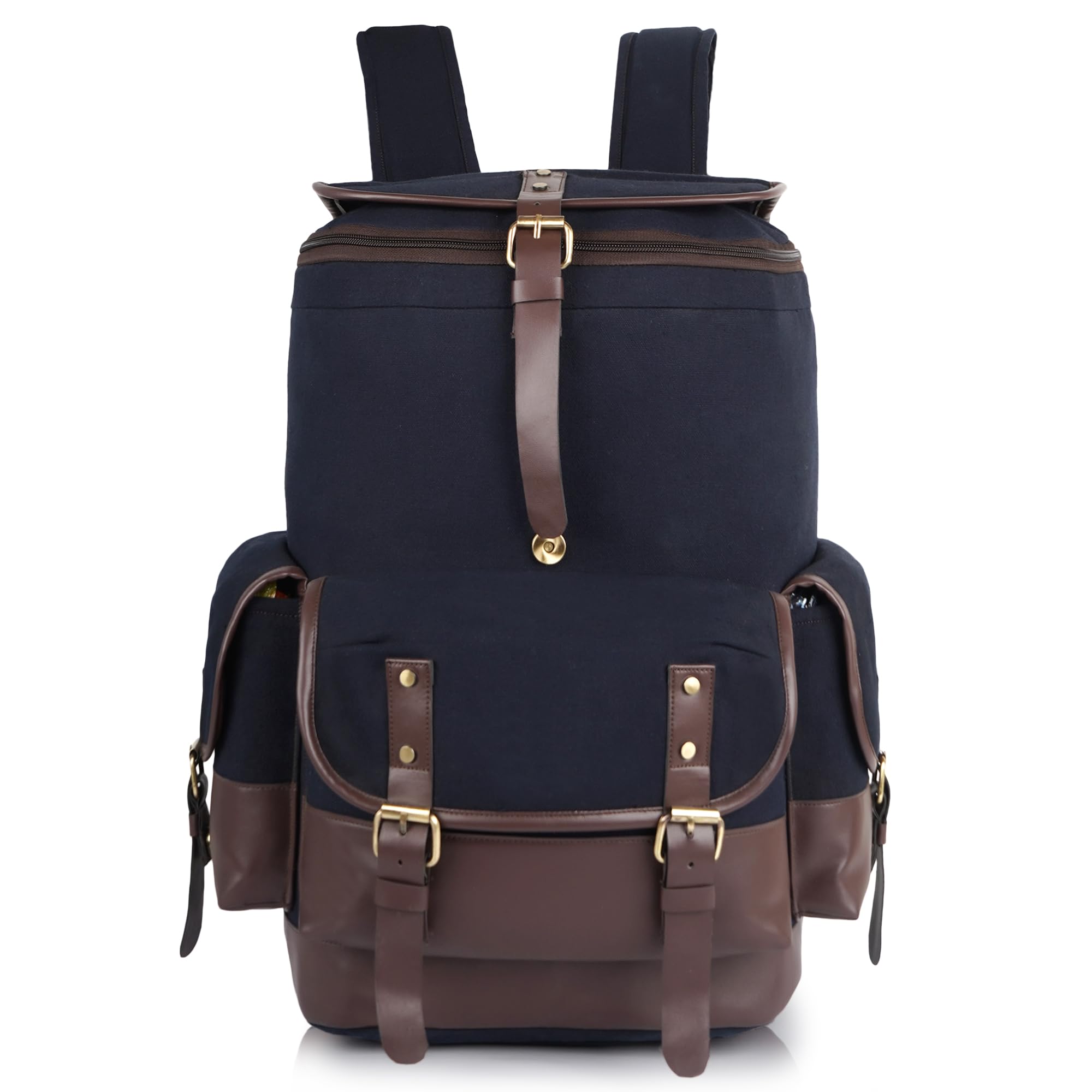 Canvas And PU Made Unisex Casual, Outdoor Compact Size Backpack with Laptop Compartment and Padded Shoulder Strap (22 Litre)-image-48
