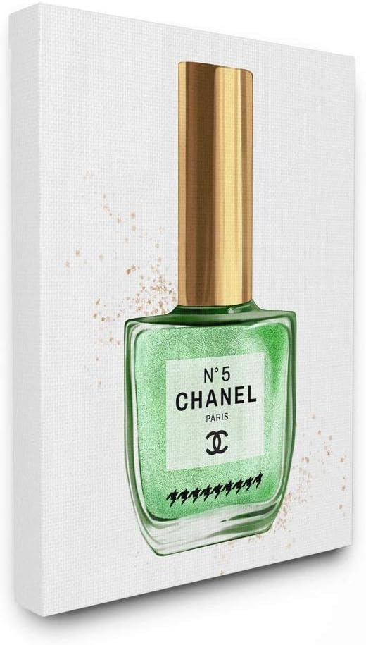 Stupell Industries Makeup Nail Polish Green Gold Fashion Design Canvas Wall Art, Multi-Color
