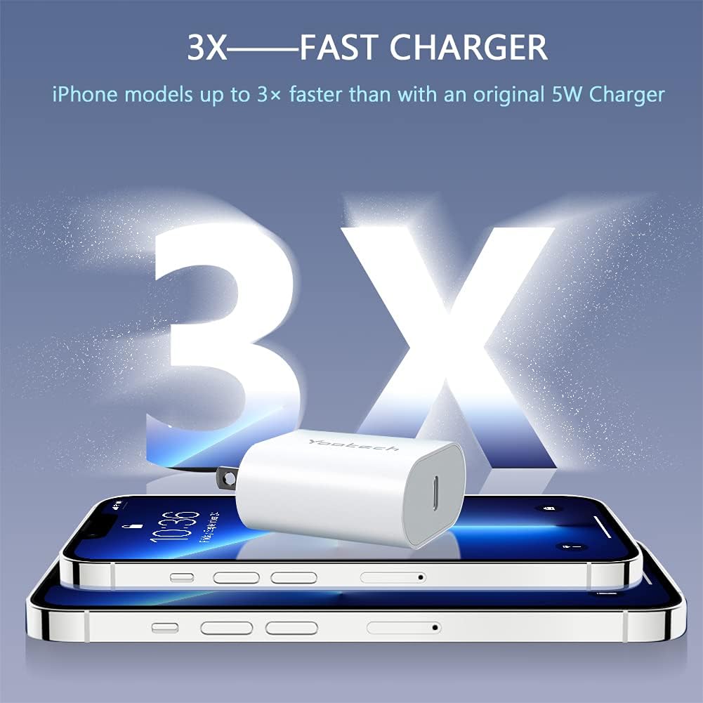 USB C Charger,yootech [4 Pack] 20W USB C Wall Charger Block Compatible with iPhone 13/13 Mini/13 Pro/13 Pro Max/12 Series/11 Series/SE,Samsung Galaxy S10/S9,Pixel 5/4(Cable Not Included) : Cell Phones & Accessories