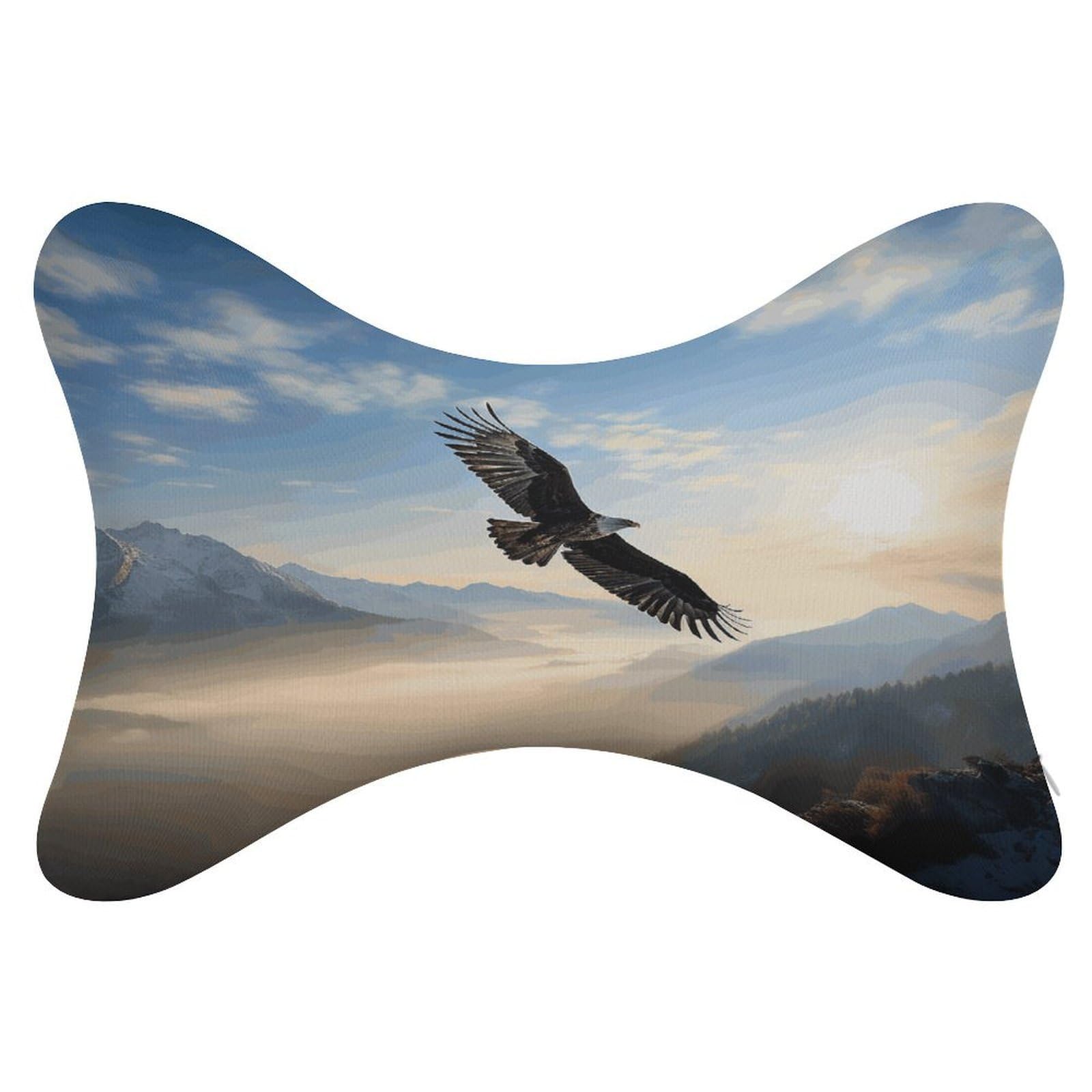 VstaDank Eagle Mountains Set of 2 Removable Ergonomic Cervical Support Pillows, Comfortable Bone Shaped Pillows, Soft Car Headrest Pillow for Office, Airplane, Most