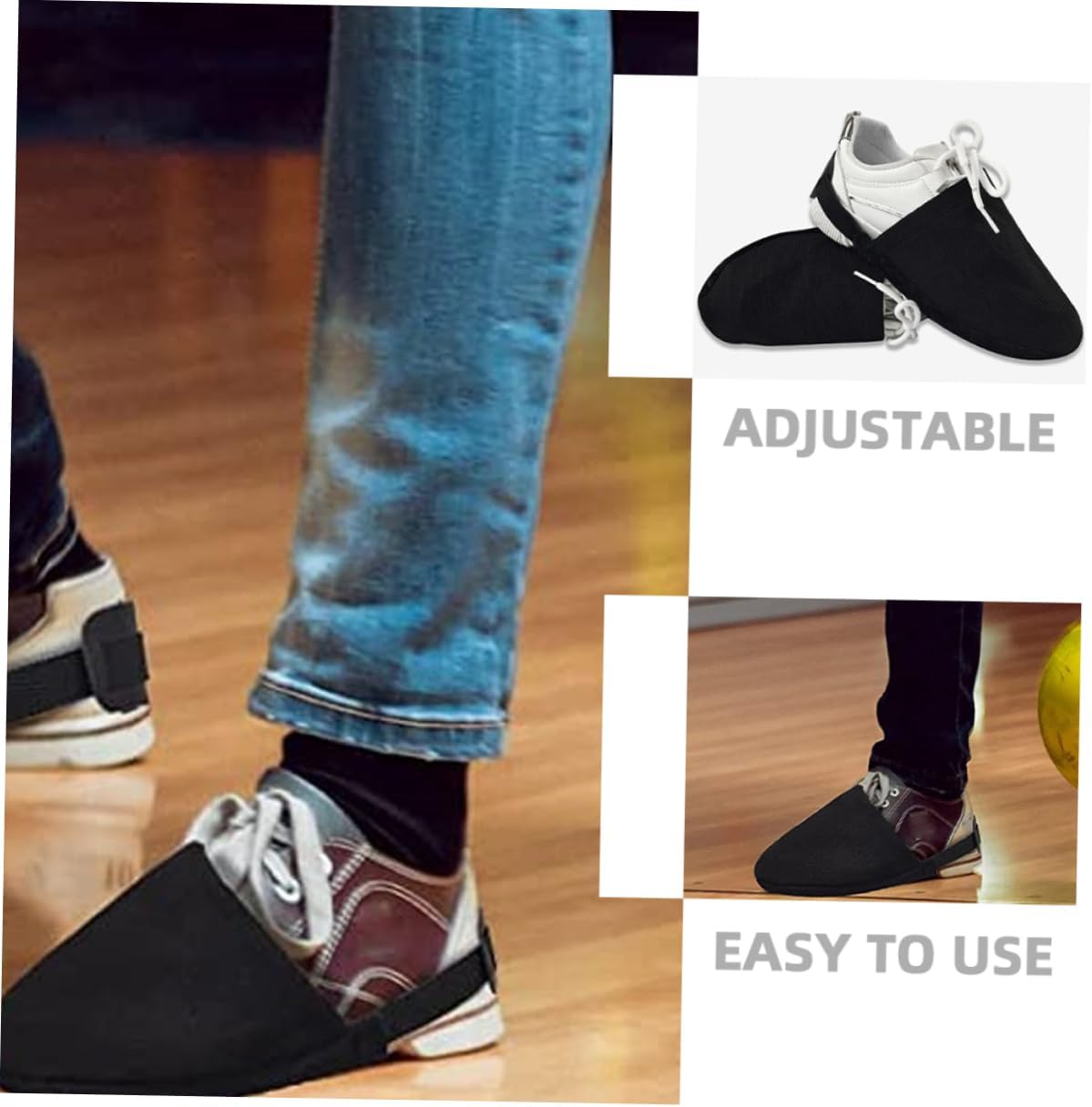BESPORTBLE Bowling Shoe Covers with Adjustable Elastic Straps Wear-Resist Sliding Shoe Covers for Indoor Bowling Compact and Easy to Carry for Enhanced Performance and Injury Prevention