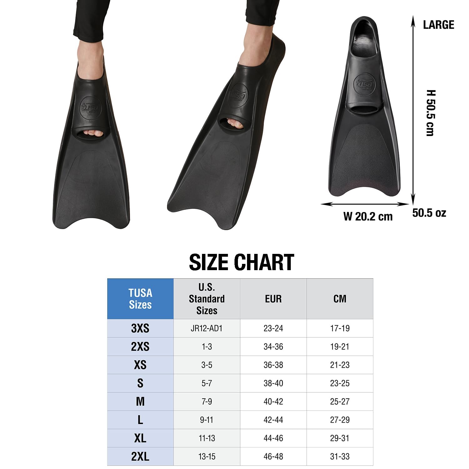 TUSA Sport - Aleta de Buceo de Goma para pies completos