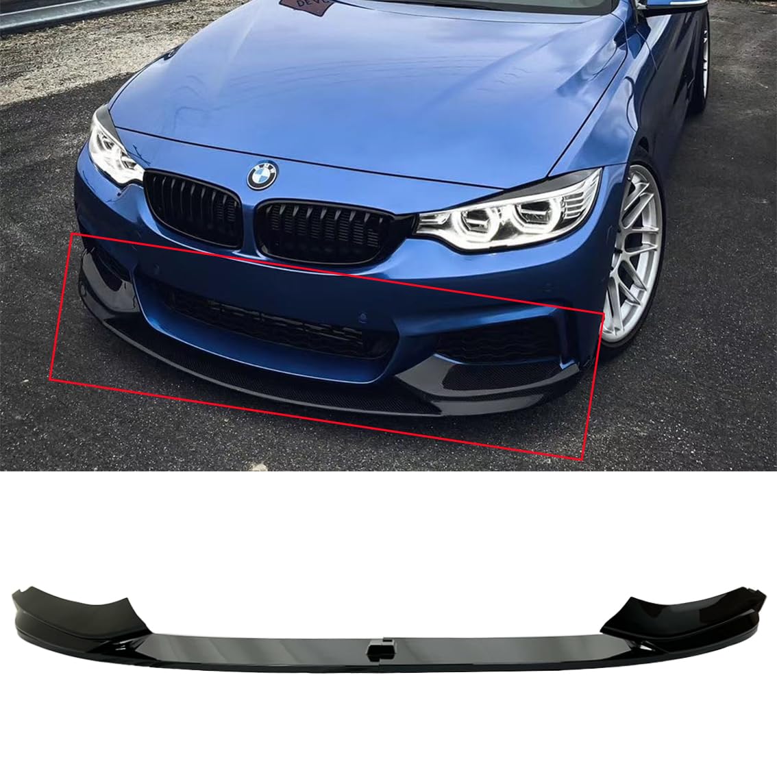 FITS 2014-2020 BMW 4 SERIES F32 F36 GLOSSY BLACK MP STYLE 4 PCS FRONT BUMPER LIP KIT