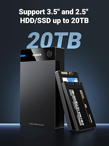 Miniatura 2 de UGREEN Caja de Disco Duro Externo para SSD HDD SATA de 3.5 2.5 Pulgadas USB 3.0 a SATA III Caja de Disco Duro con Adaptador de Corriente UASP 12V